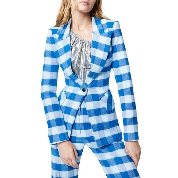 Smythe Lounge Blazer in Tonal Blue Check US4 - Picture 5 of 11